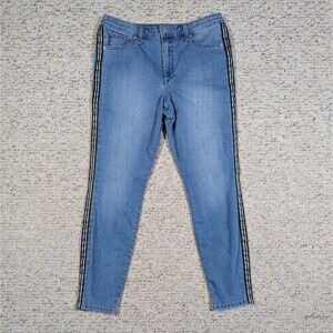 Maison Jules Skinny Ankle Jeans Womens 10/30 Light Wash Denim Hem Stripe Stretch